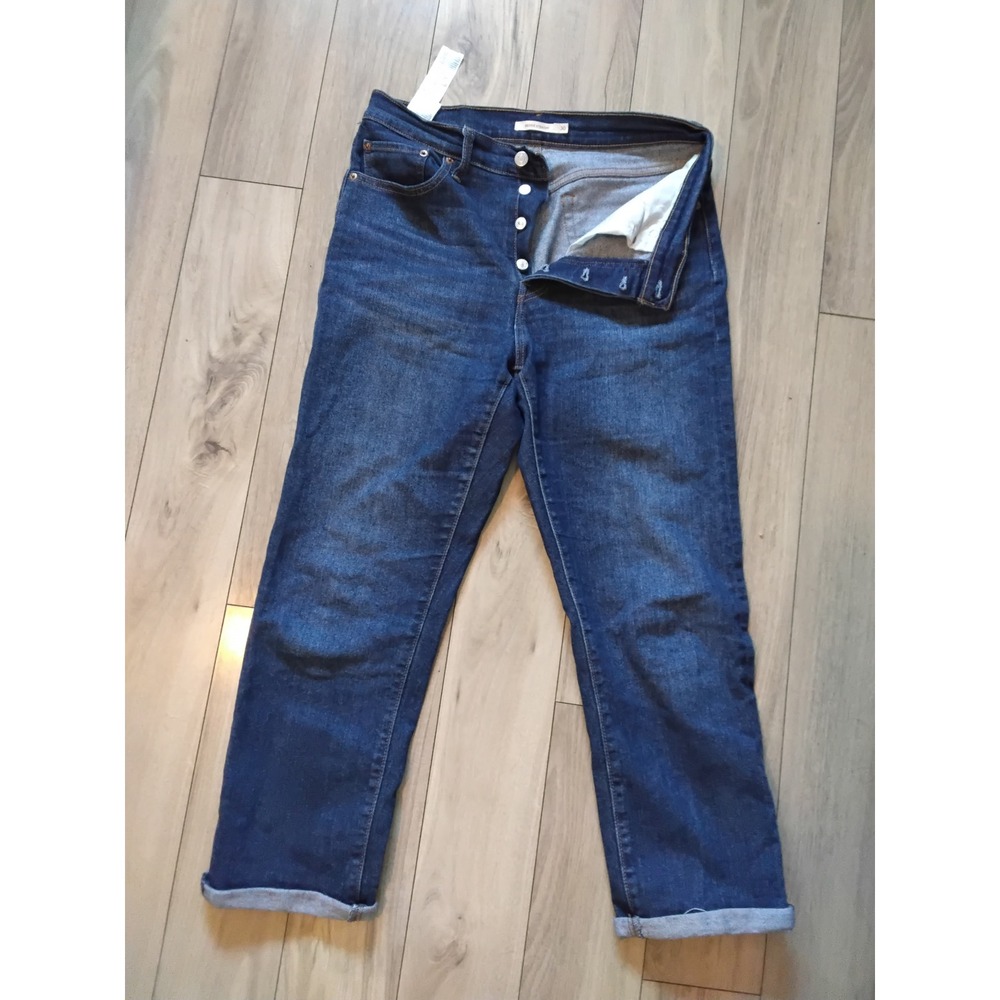 Levis Wedgie Straight Jeans Womens 30 Dark Wash Blue High‎ Rise Button Fly Denim
